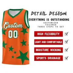 Orange Kelly Green Star Graffiti Basketball Jersey Sets 2