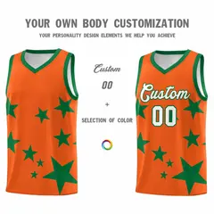 Orange Kelly Green Star Graffiti Basketball Jersey Sets 3