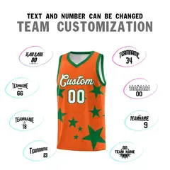 Orange Kelly Green Star Graffiti Basketball Jersey Sets 4
