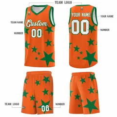 Orange Kelly Green Star Graffiti Basketball Jersey Sets 5