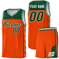 Orange Kelly Green Star Pattern Basketball Jersey 1