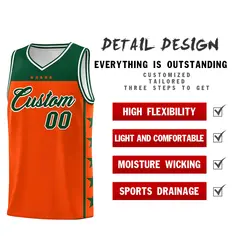 Orange Kelly Green Star Pattern Basketball Jersey 2