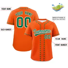 Orange Kelly Green Star Ribbing Authentic Baseball Jersey 2