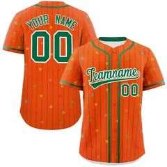 Orange Kelly Green Stripe Star Pattern Baseball Jersey 1