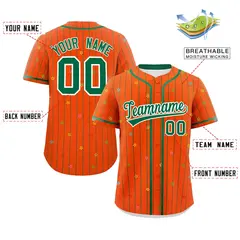 Orange Kelly Green Stripe Star Pattern Baseball Jersey 2