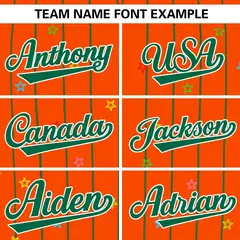 Orange Kelly Green Stripe Star Pattern Baseball Jersey 3