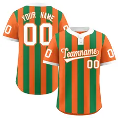 Orange Kelly Green Stripe Two-Button Softball Jersey 1