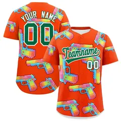 Orange Kelly Green Sugar-Coated Firepower Graffiti Baseball Jersey 1