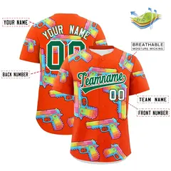 Orange Kelly Green Sugar-Coated Firepower Graffiti Baseball Jersey 2