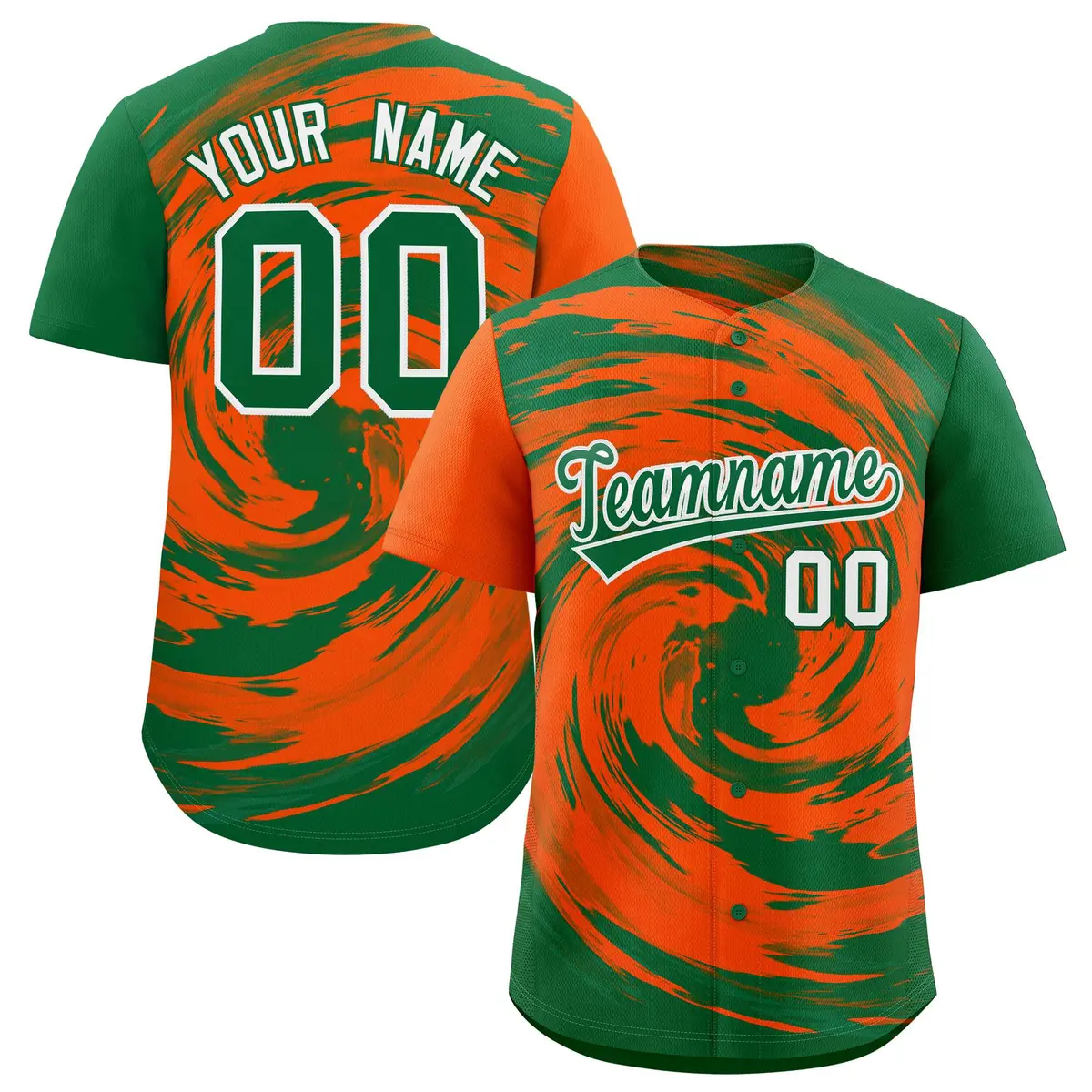Orange Kelly Green Swirl Graffiti Baseball Jersey