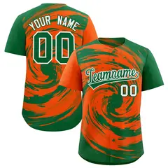 Orange Kelly Green Swirl Graffiti Baseball Jersey 1