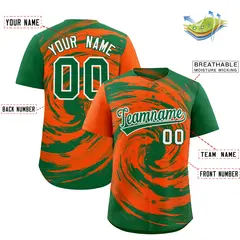 Orange Kelly Green Swirl Graffiti Baseball Jersey 2