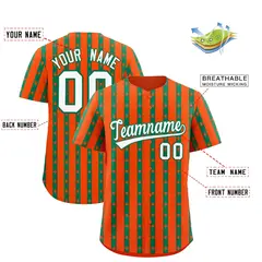 Orange Kelly Green Thick Stripe Star Pattern Baseball Jersey 2