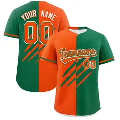 Orange Kelly Green Tiger Claw Scratch Split Baseball Jersey 1
