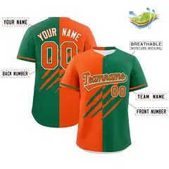 Orange Kelly Green Tiger Claw Scratch Split Baseball Jersey 2