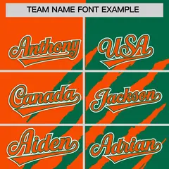 Orange Kelly Green Tiger Claw Scratch Split Baseball Jersey 3