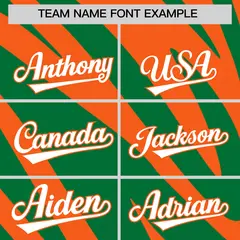 Orange Kelly Green Tiger Stripe Gradient Animal Print Baseball Jersey 3