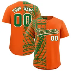 Orange Kelly Green Tribal Split Baseball Jersey 1