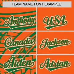 Orange Kelly Green Tribal Split Baseball Jersey 3