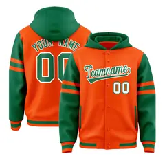 Orange Kelly Green Varsity Three Stripes Raglan Jacket Hoodie 1