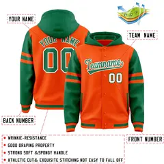 Orange Kelly Green Varsity Three Stripes Raglan Jacket Hoodie 4