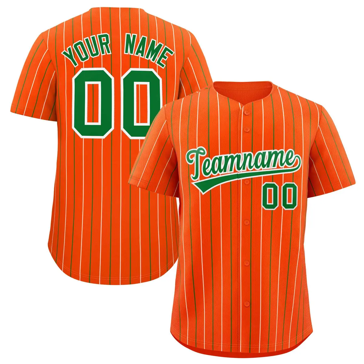 Orange Kelly Green White Bi-Color Striped Baseball Jersey