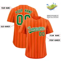 Orange Kelly Green White Bi-Color Striped Baseball Jersey 2