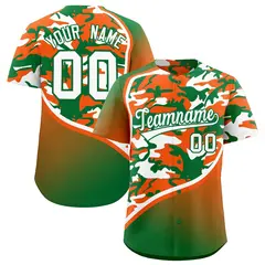 Orange Kelly Green White Camo Gradient Baseball Jersey 1