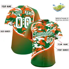 Orange Kelly Green White Camo Gradient Baseball Jersey 2