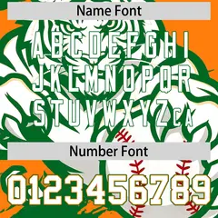 Orange Kelly Green White Full-Snap Tiger Graffiti Baseball Jersey 7