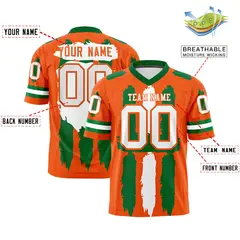 Orange Kelly Green White Graffiti Pattern Flag Football Jersey 2