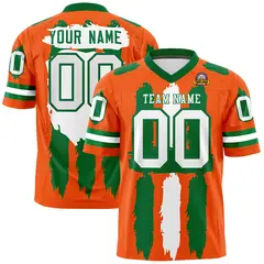 Orange Kelly Green White Graffiti Pattern Flag Football Jersey 1