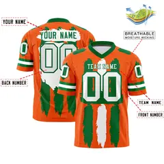 Orange Kelly Green White Graffiti Pattern Flag Football Jersey 2