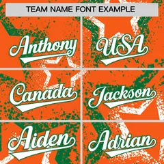 Orange Kelly Green White Graffiti Star Ink Baseball Jersey 3