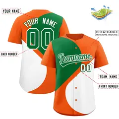 Orange Kelly Green White Half Heart Color Block Baseball Jersey 2