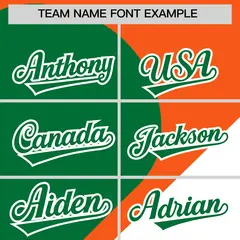 Orange Kelly Green White Half Heart Color Block Baseball Jersey 3