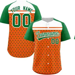 Orange Kelly Green White Raglan Star Print Baseball Jersey 1