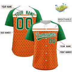 Orange Kelly Green White Raglan Star Print Baseball Jersey 2