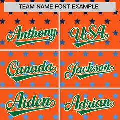 Orange Kelly Green White Raglan Star Print Baseball Jersey 3