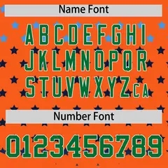 Orange Kelly Green White Raglan Star Print Baseball Jersey 4