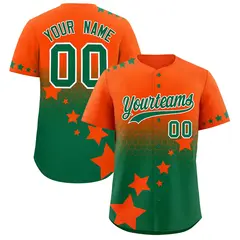 Orange Kelly Green White Rising Stars Gradient Baseball Jersey