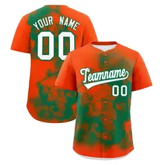 Orange Kelly Green White Skeleton Graffiti Baseball Jersey 1