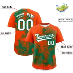 Orange Kelly Green White Skeleton Graffiti Baseball Jersey 2