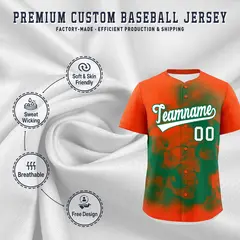 Orange Kelly Green White Skeleton Graffiti Baseball Jersey 4
