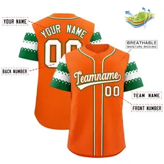Orange Kelly Green White Sleeve Flag Lace Baseball Jersey 2