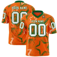 Orange Kelly Green-White Star Graffiti Football Jersey