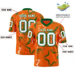 Orange Kelly Green-White Star Graffiti Football Jersey 2