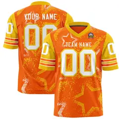 Orange Kelly Green-White Star Pattern Football Jersey 1