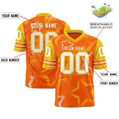 Orange Kelly Green-White Star Pattern Football Jersey 2