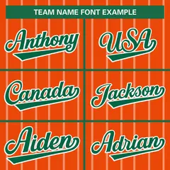 Orange Kelly Green-White Stripe Full Button Baseball Jersey 3